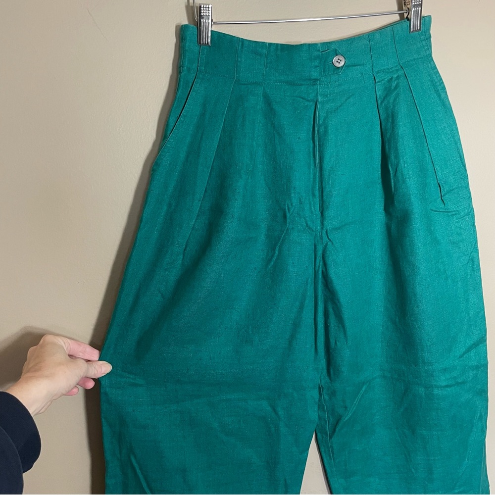 SALE Vintage Wide leg High Waisted Linen Trousers - Picture 6 of 7